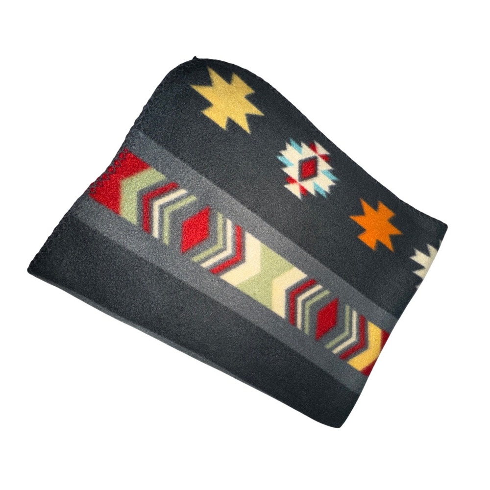 St Labre Indian School Southwestern Fleece Throw Blanket Grey Tribal 55 X44 Cute